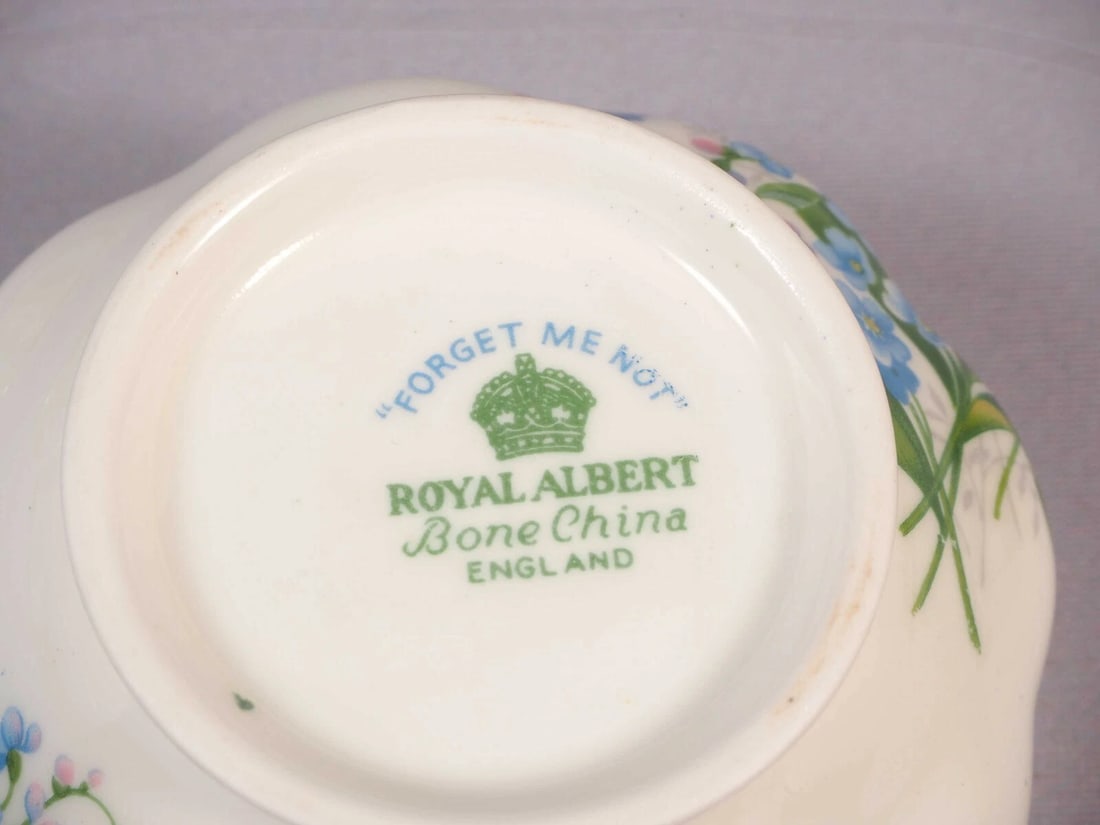 Royal Albert Forget me Not England Vintage Creamer Jug Sugar Bowl Plate - 5