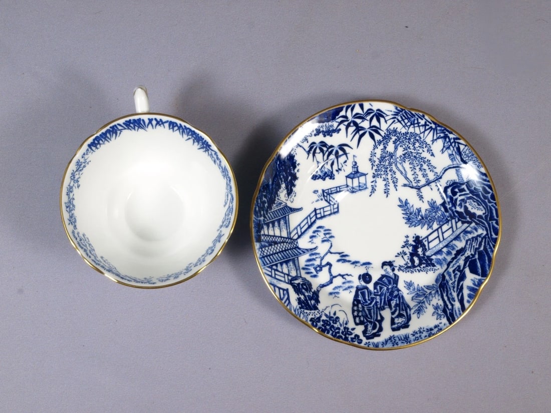 Royal Crown Derby Blue Mikado Coffee Tea Cup Saucer Bone china RARE NEWER - 3