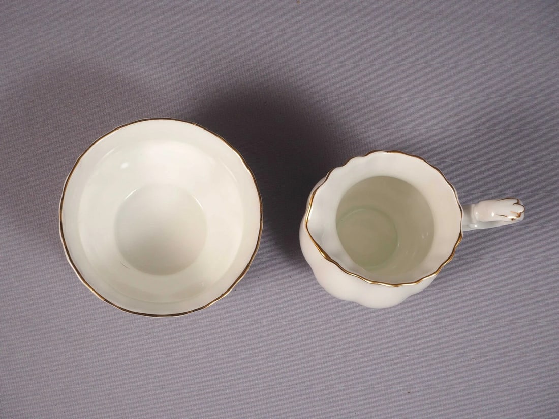 Royal Albert Memory Line Creamer and Open Sugar Bow Classy Gold White Blue - 2