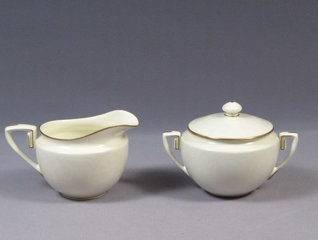 Royal Worcester CONCERTO Creamer Milk Jug Covered Sugar Bowl SET Embossed Flower (1 of 4)