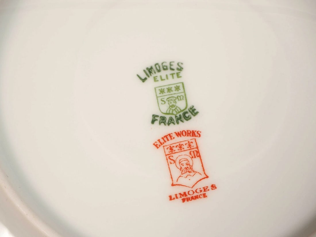 Limoges France Bawo Dotter Elite Coffee Tea Cup Saucer Set Violets BWD29 Smooth - 4