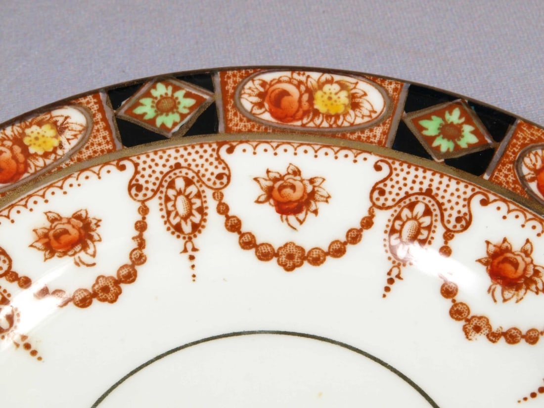 Royal Albert Crown China Devon Imari Green Coffee Tea Cup Saucer Dessert Trio - 7