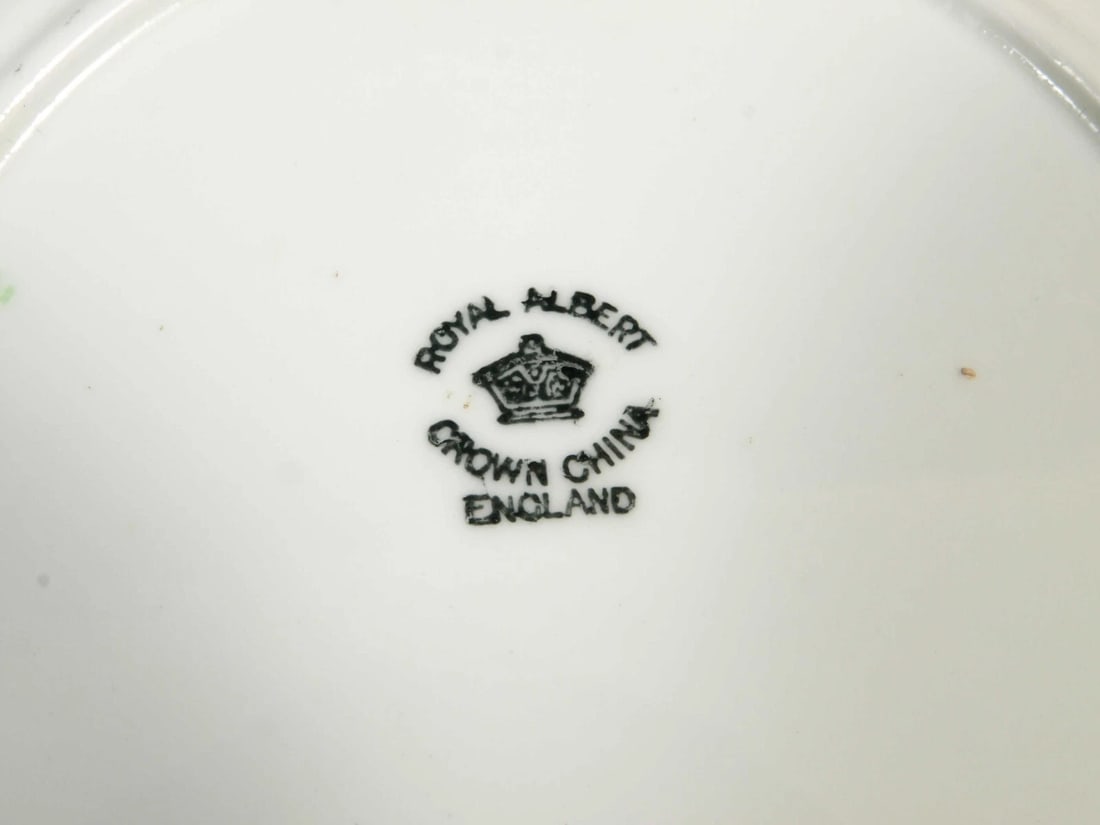 Royal Albert Crown China Devon Imari Green Coffee Tea Cup Saucer Dessert Trio - 9