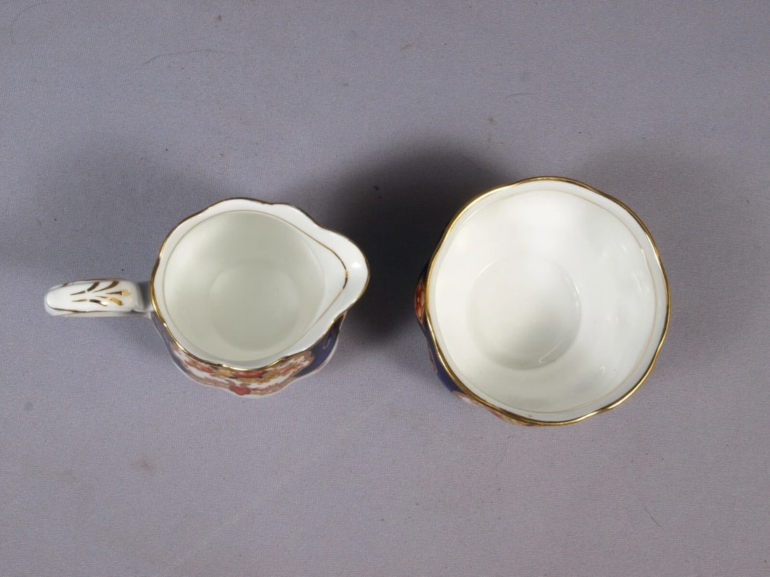 Royal Albert Crown China Heirloom IMARI Open Serving Sugar Bowl COBALT - 2