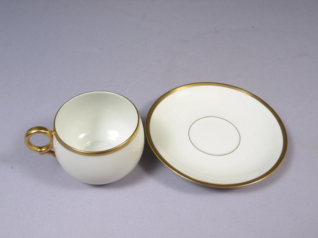Limoges L. BERNARDAUD B&C Coffee Teacup Saucer set Gold France French - 2