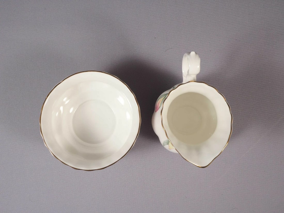 Royal Albert FAIR VIEW Bone Open Sugar Bowl Creamer Milk Jug England Large - 2