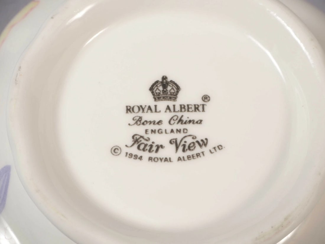 Royal Albert FAIR VIEW Bone Open Sugar Bowl Creamer Milk Jug England Large - 5