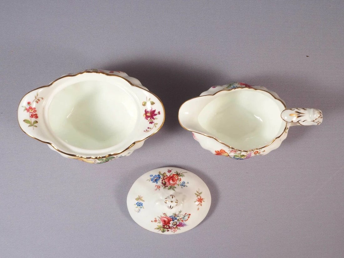 Hammersley Minuet Signed F Howard Sprays Creamer Milk Jug Covered Sugar Bowl - 2