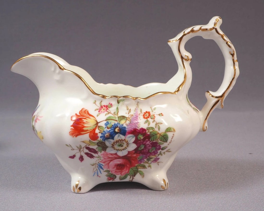 Hammersley Minuet Signed F Howard Sprays Creamer Milk Jug Covered Sugar Bowl - 3