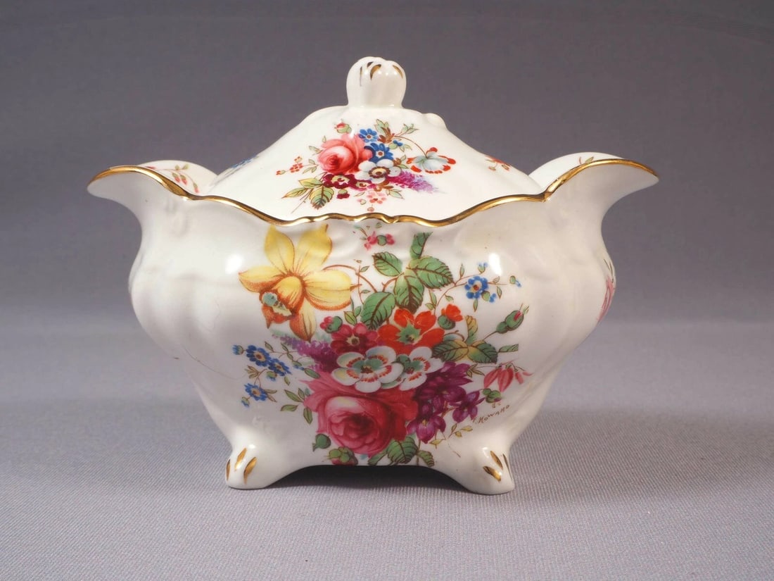 Hammersley Minuet Signed F Howard Sprays Creamer Milk Jug Covered Sugar Bowl - 4