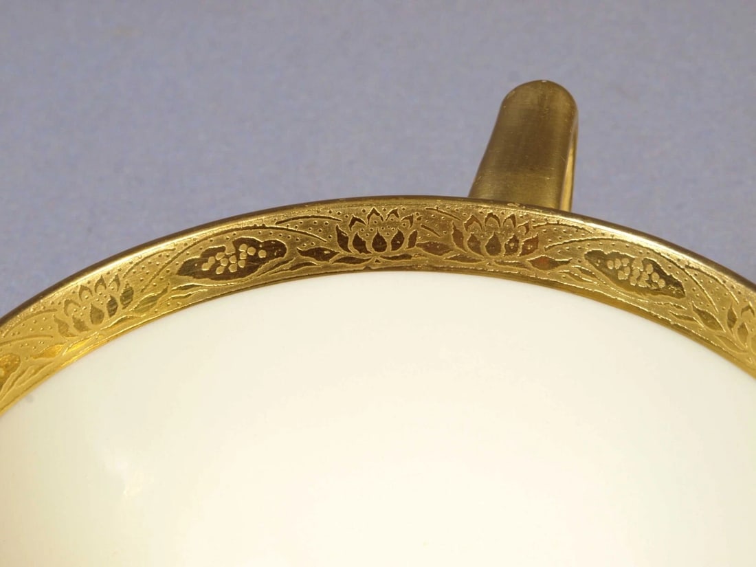 Minton H2849 GOLD Encrusted Coffee Tea Cup Saucer set c. 1913 Birks England - 3