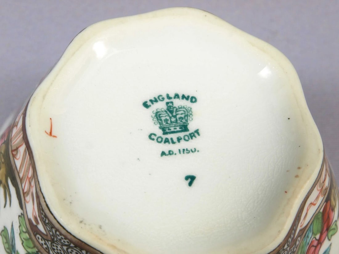 Coalport Indian Tree Lidded Open Sugar Bowl Creamer Milk Jug England Green Mark - 4