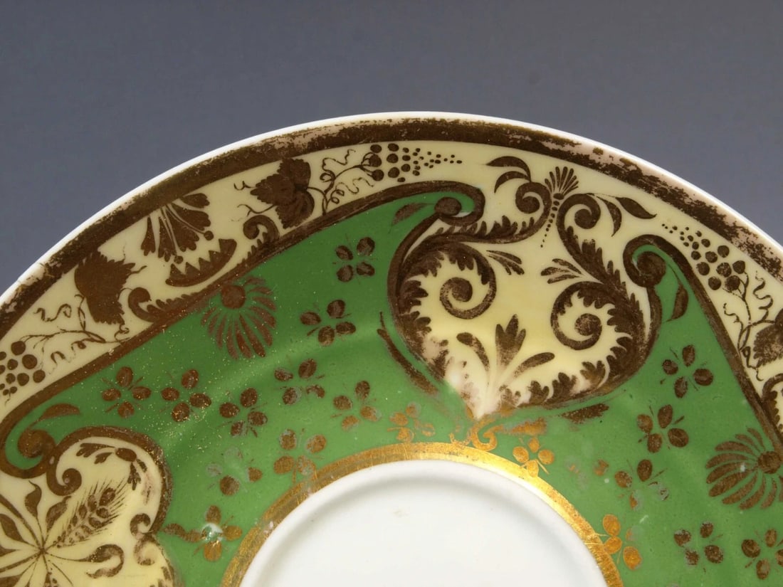 Antique 1813- 1830 Copeland Spode Coffee Tea Cup Saucer Green England Felspar - 4