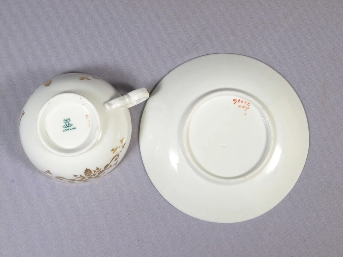 Antique 1813- 1830 Copeland Spode Coffee Tea Cup Saucer Green England Felspar - 5