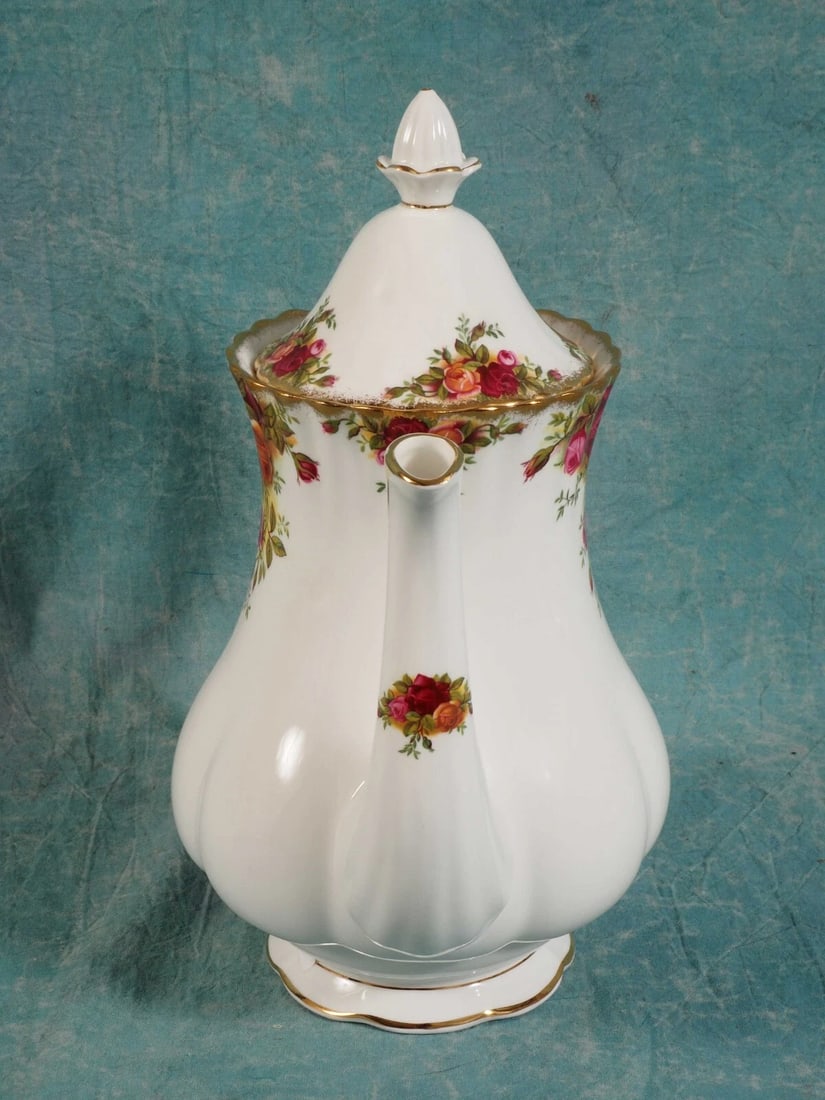 Royal Albert Old Country Roses Bone China TALL Coffee Pot Teapot LARGE - 3