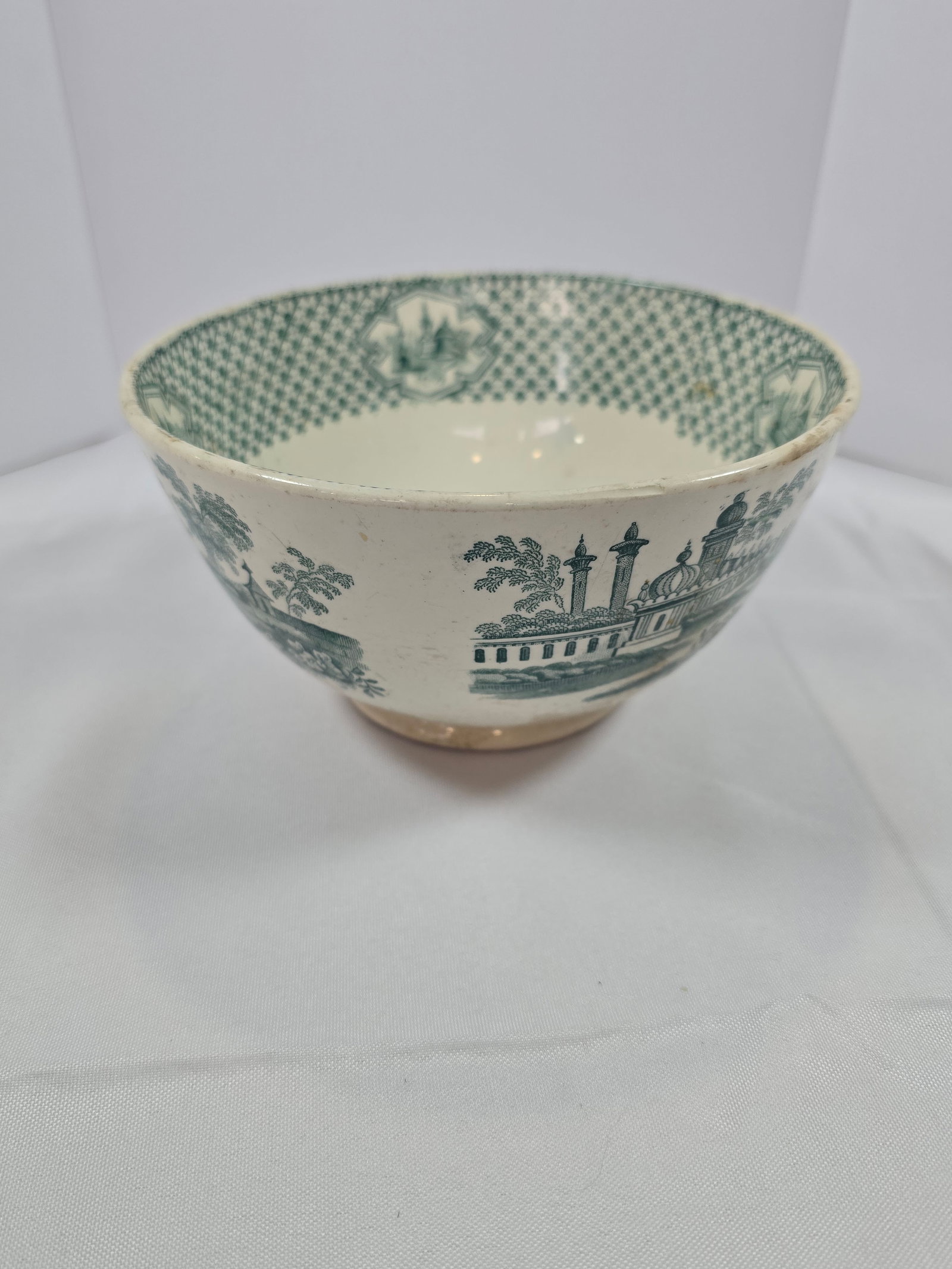 Antique Green and White Transferware Bowl - 2