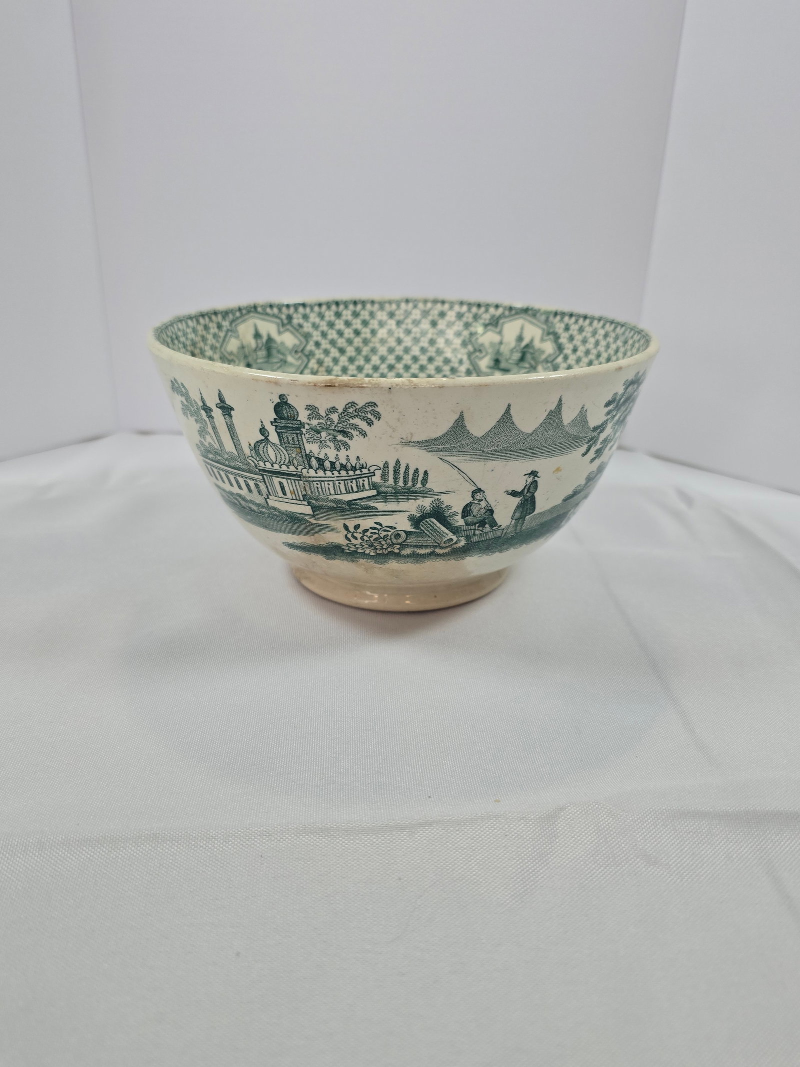 Antique Green and White Transferware Bowl - 5