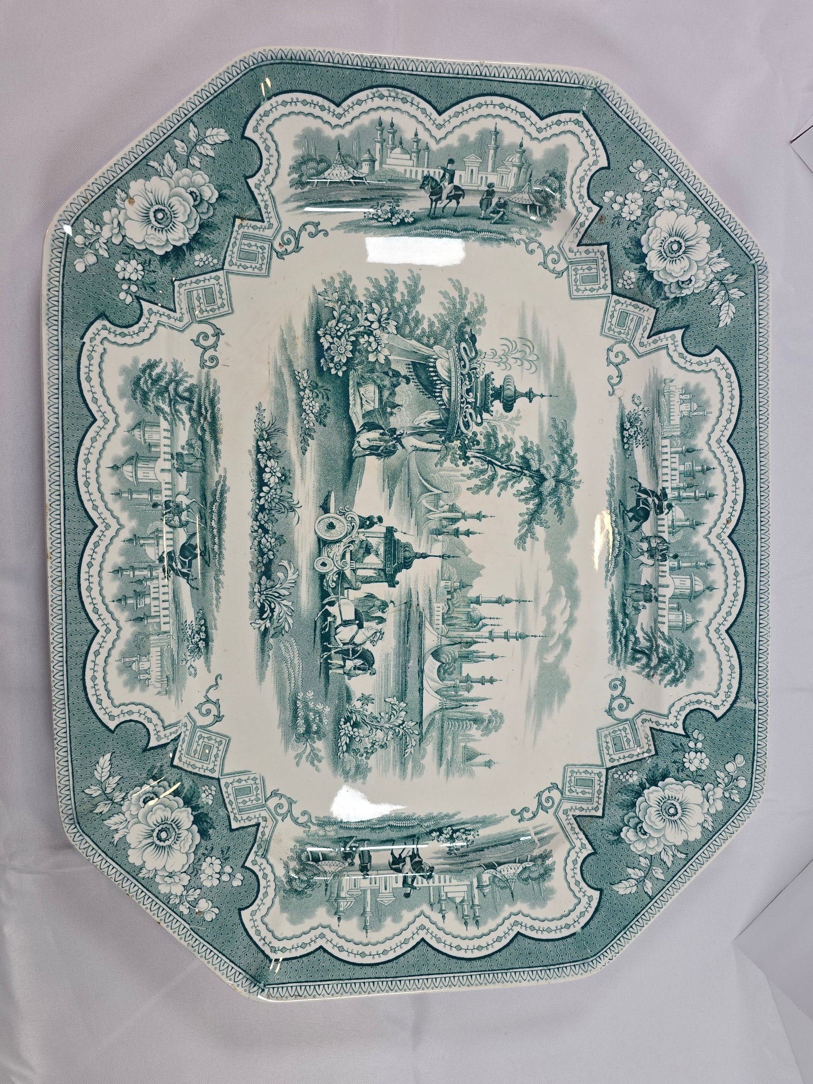 Adams & Sons "Damascus" Pattern Blue and White Transferware Platter (1 of 6)