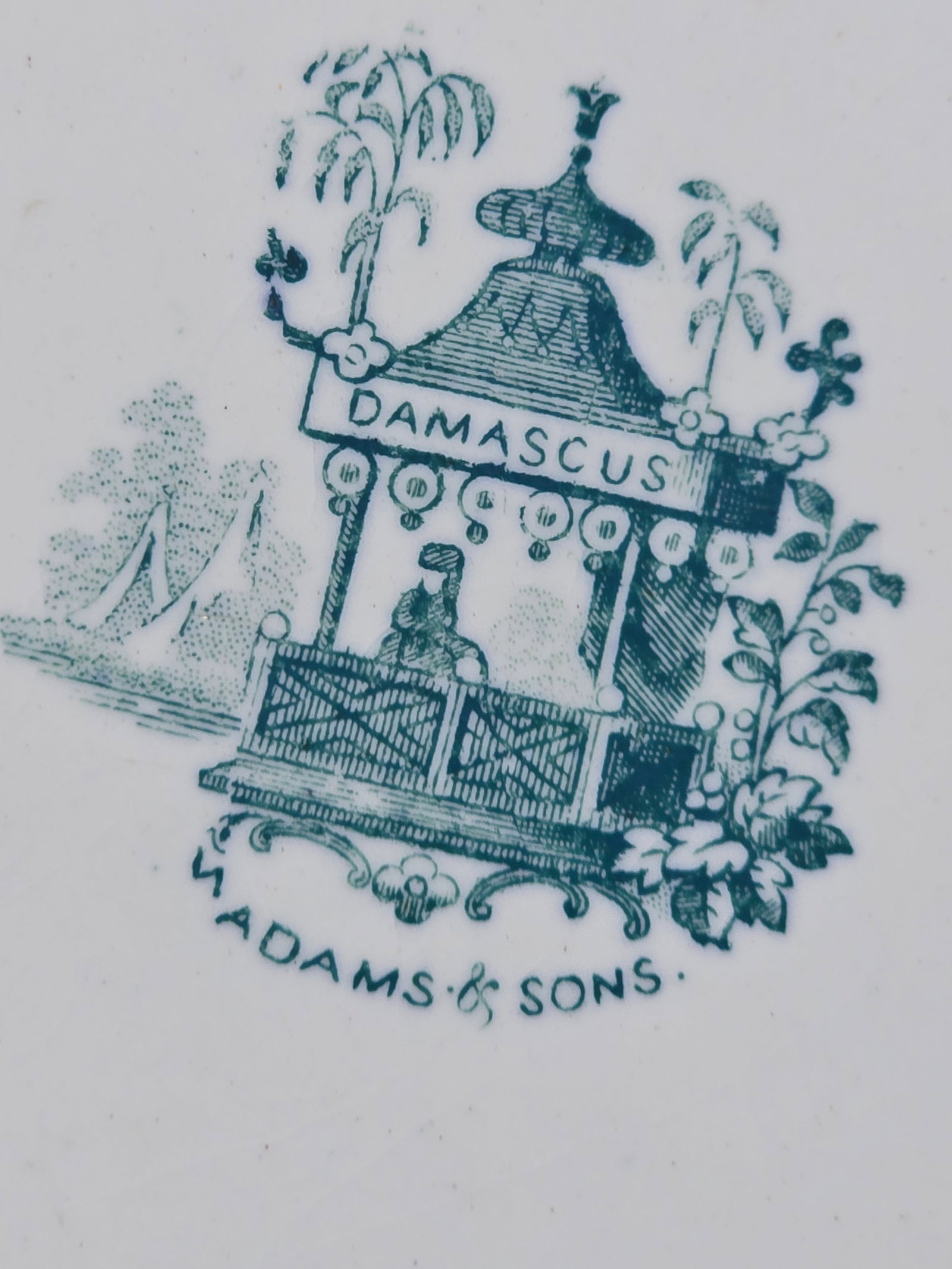 Adams & Sons "Damascus" Pattern Blue and White Transferware Platter - 3