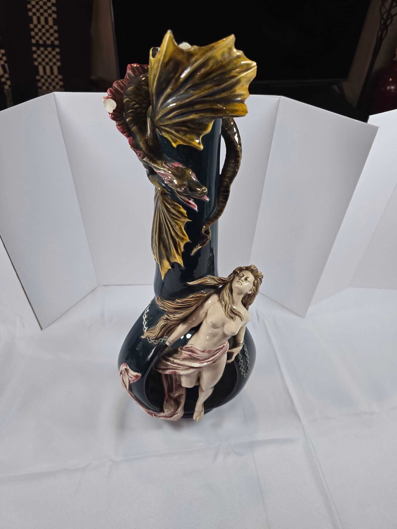 Italian Ceramic Nude and Sea Serpent Floor Vase - 2