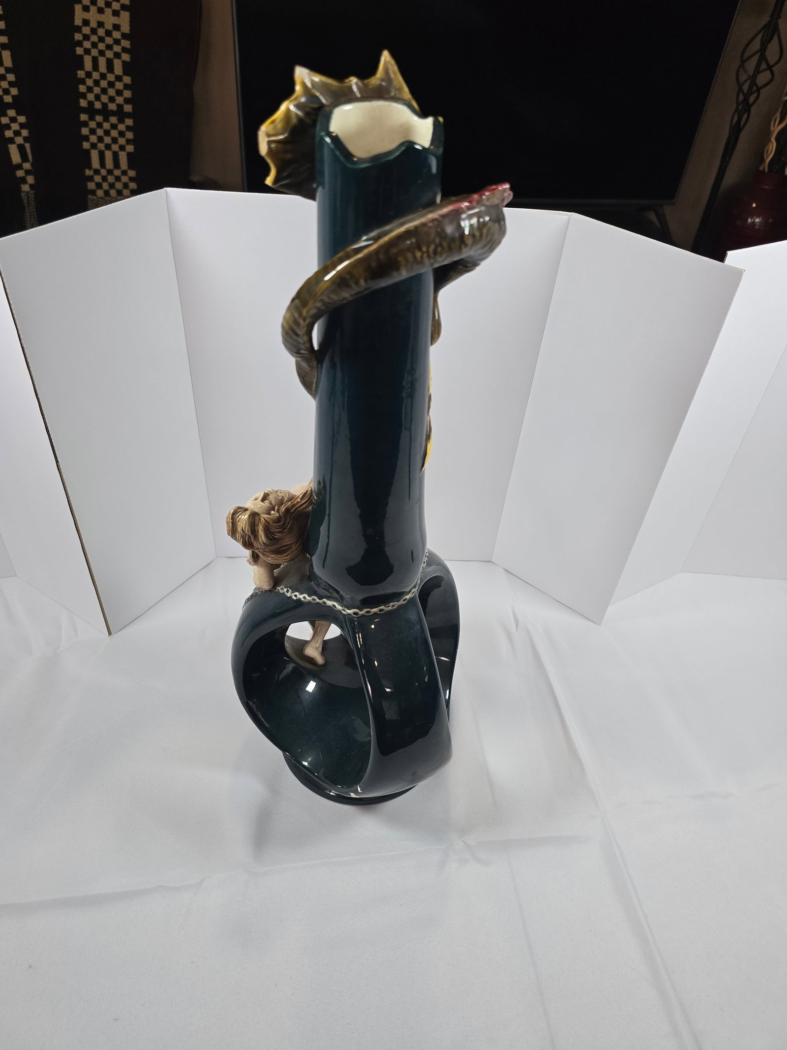 Italian Ceramic Nude and Sea Serpent Floor Vase - 3