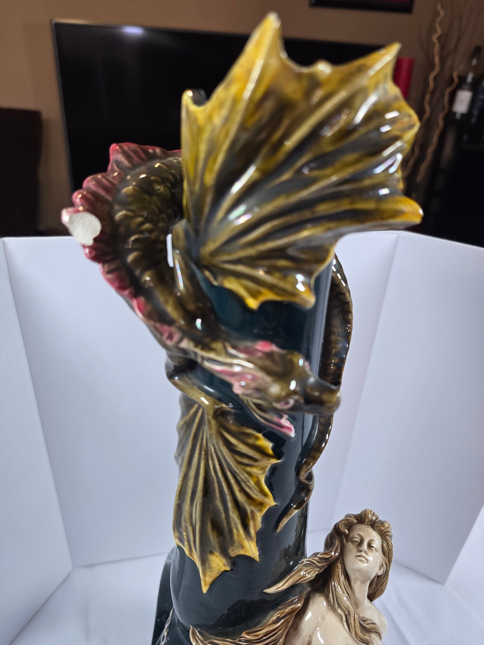 Italian Ceramic Nude and Sea Serpent Floor Vase - 6