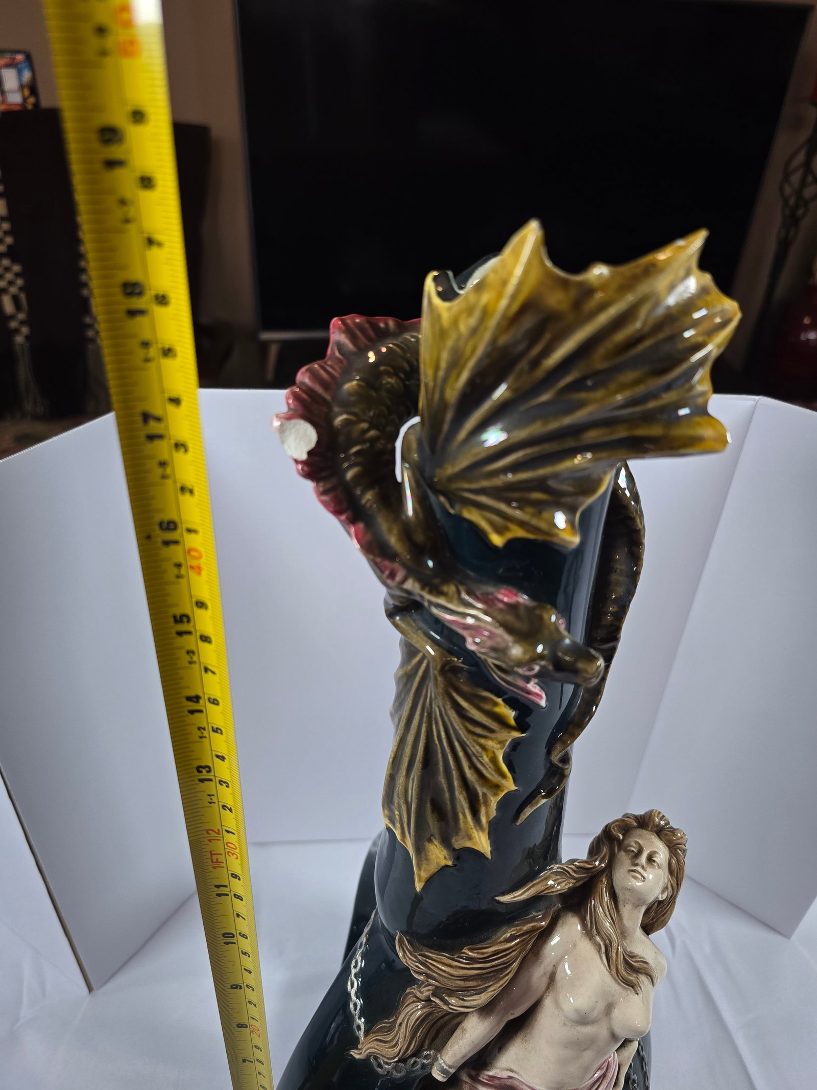 Italian Ceramic Nude and Sea Serpent Floor Vase - 7