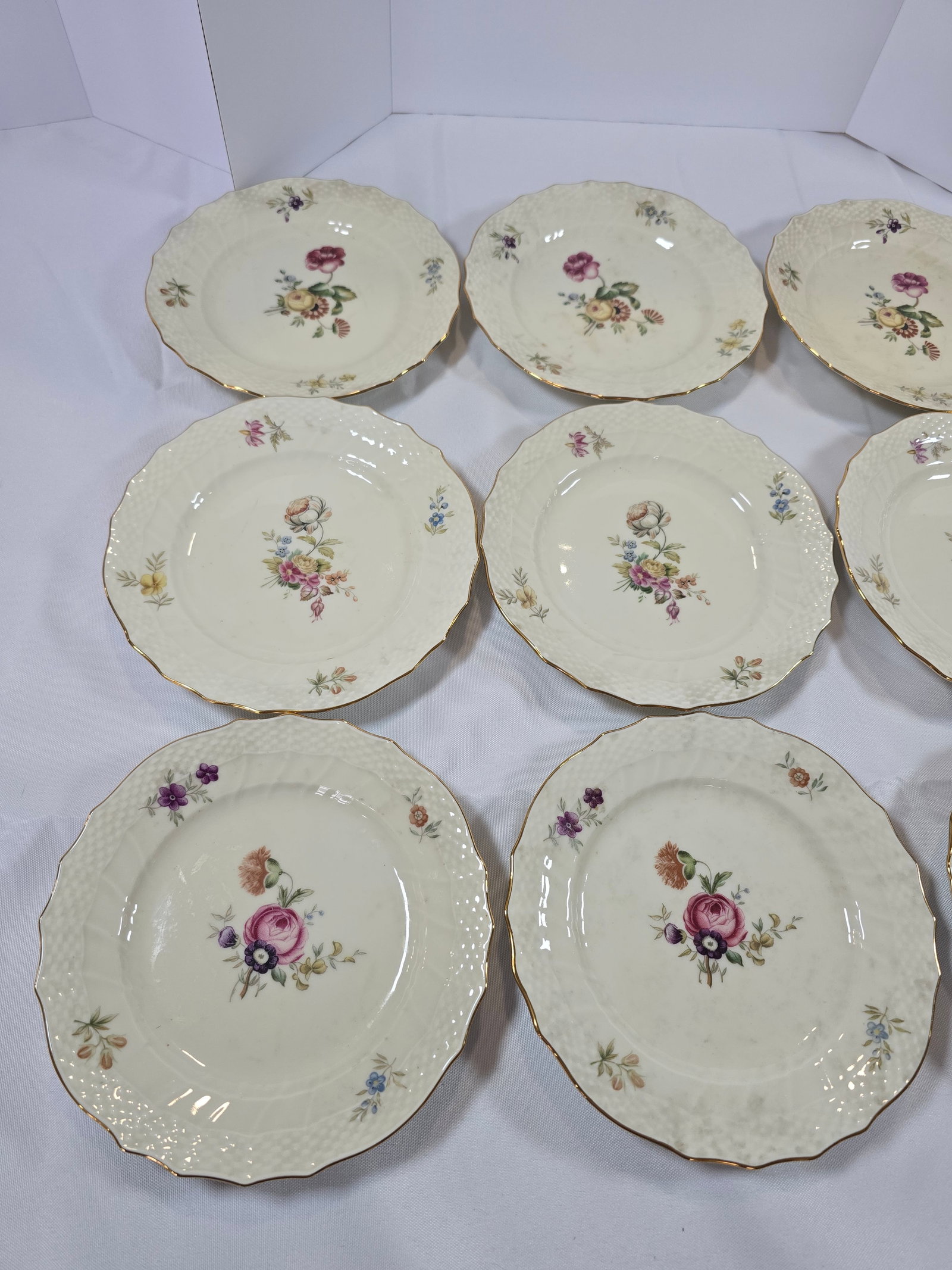 Set of Twelve Royal Copenhagen "Saxon Flower" Reticulated Dessert Plates - 2