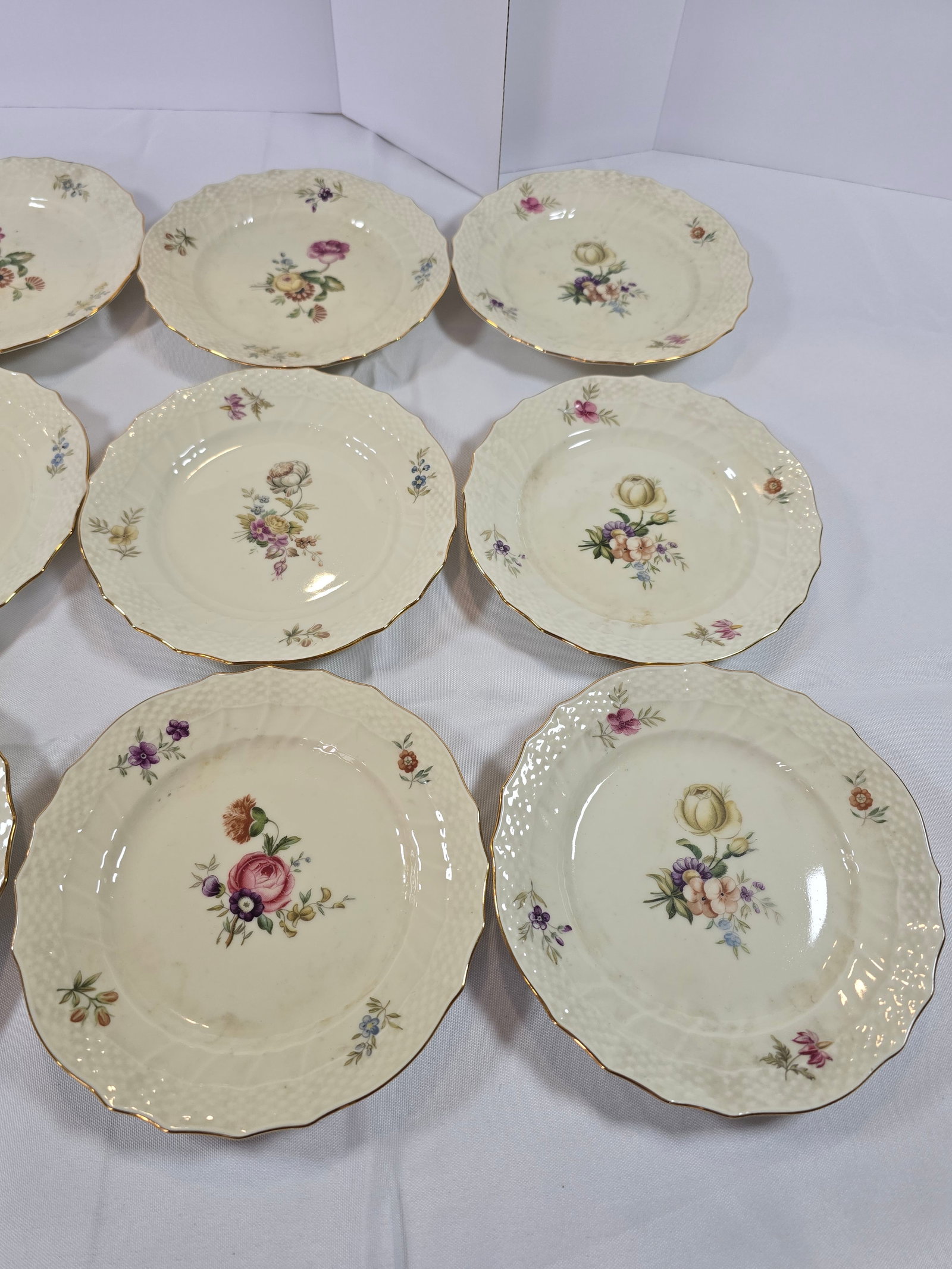 Set of Twelve Royal Copenhagen "Saxon Flower" Reticulated Dessert Plates - 4