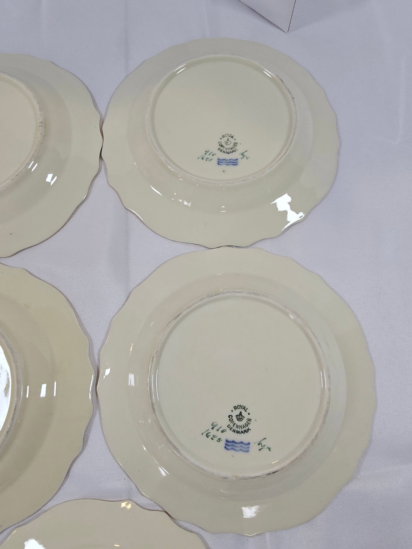 Set of Nine Royal Copenhagen "Saxon Flower" Reticulated Dinner Plates - 7