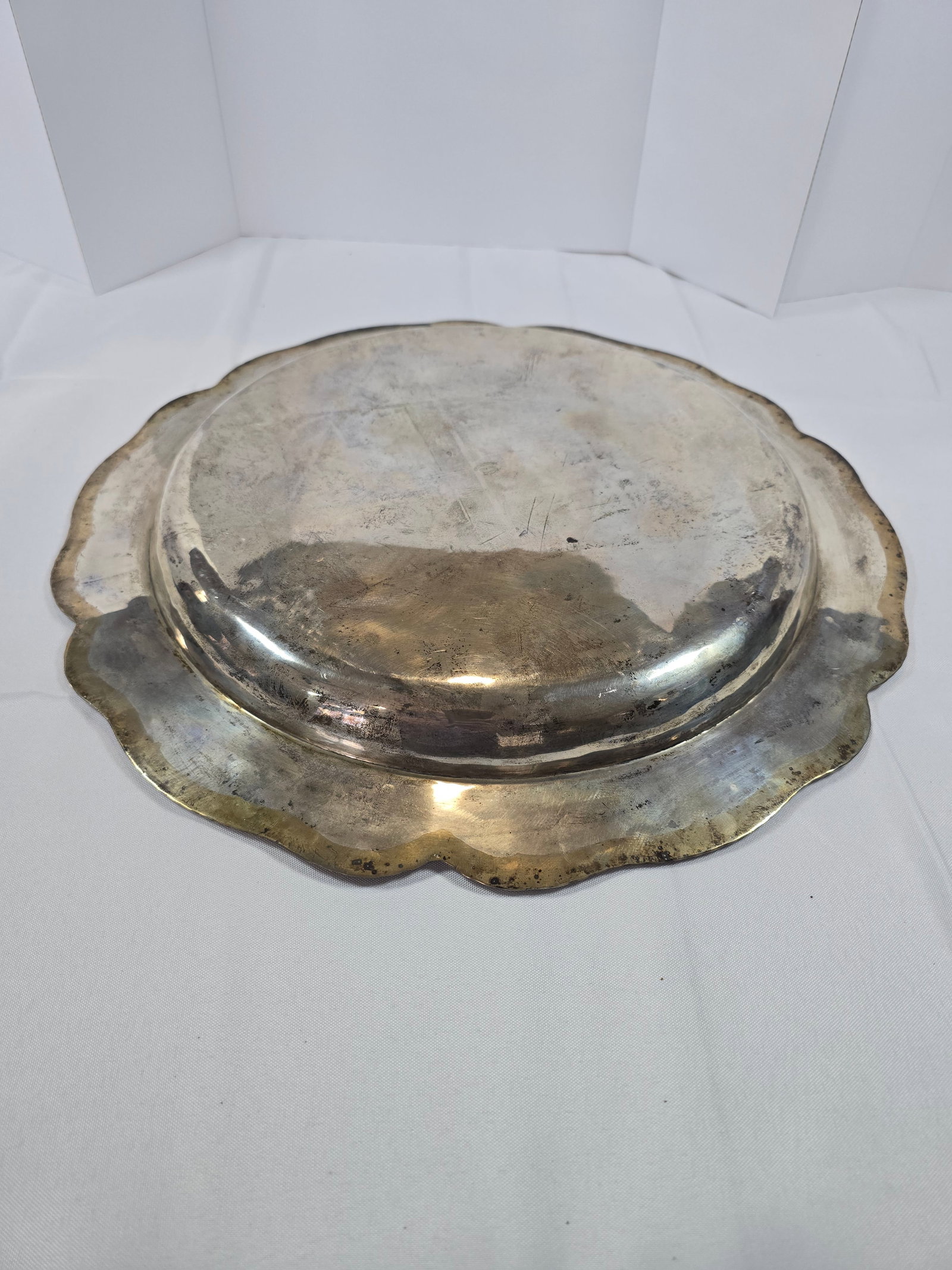Chilean .900 Fino Sterling Silver Scalloped Rim Charger Plate - 2