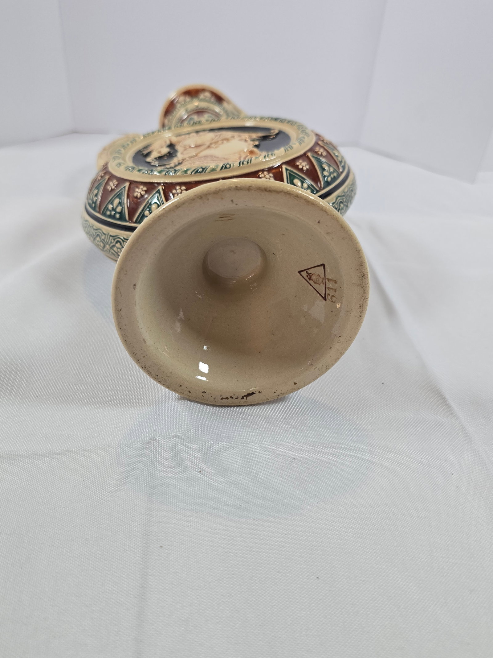 Antique German Relief-Molded Stoneware Ewer, circa 1900 - 3