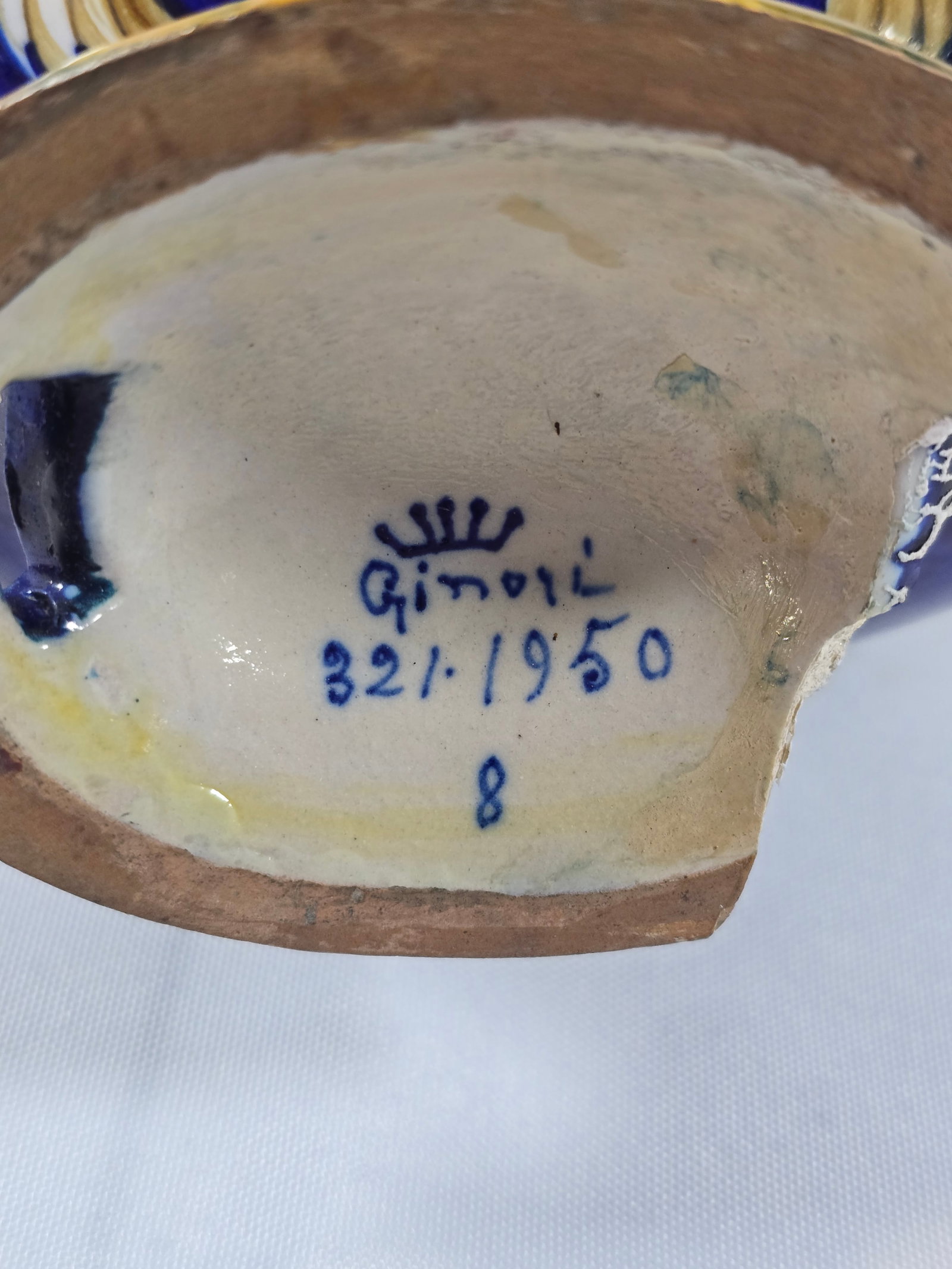 Ginori Neoclassical Style Blue and Gilt Ceramic Vase with Stopper - 4