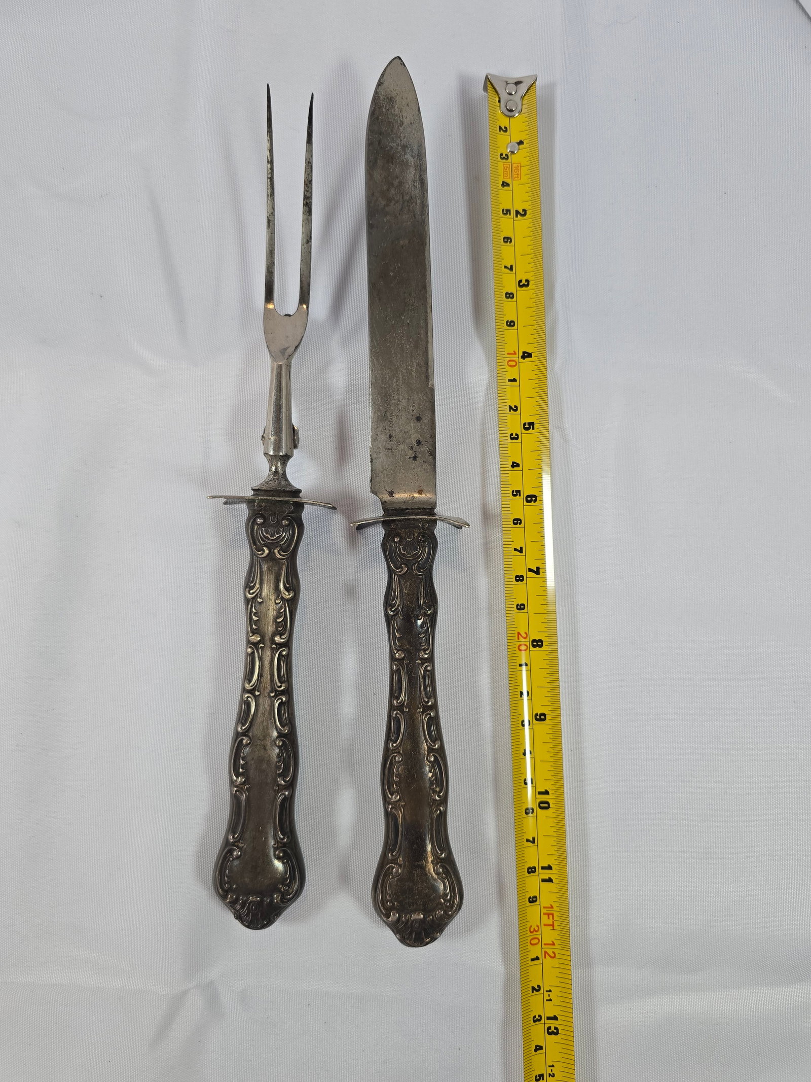 Antique Silver Ornate Carving Set - 6