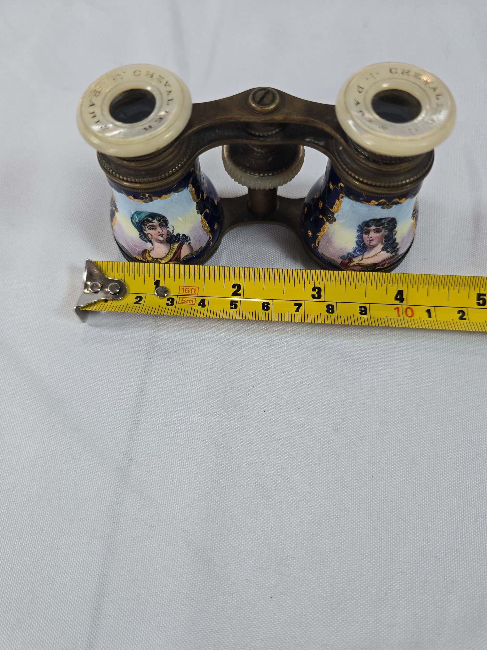Antique Chevalier Paris Opera Glasses with Hand-Painted Enamel and Mother-of-Pearl - 5