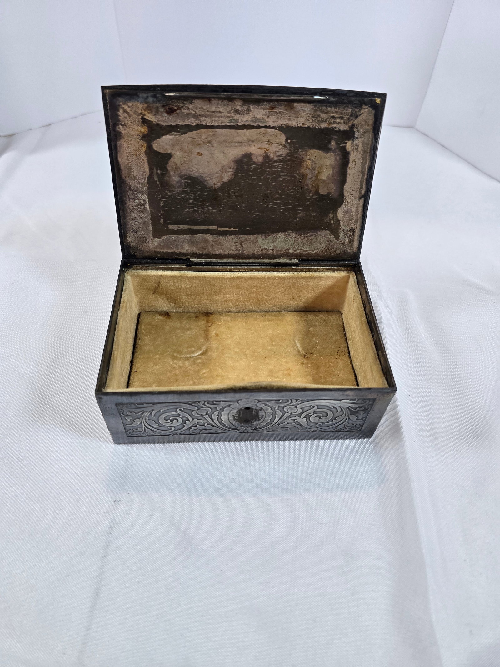 19th Century German Silvered Metal Bible Casket / Jewelry Box with Biblical Scene - 2