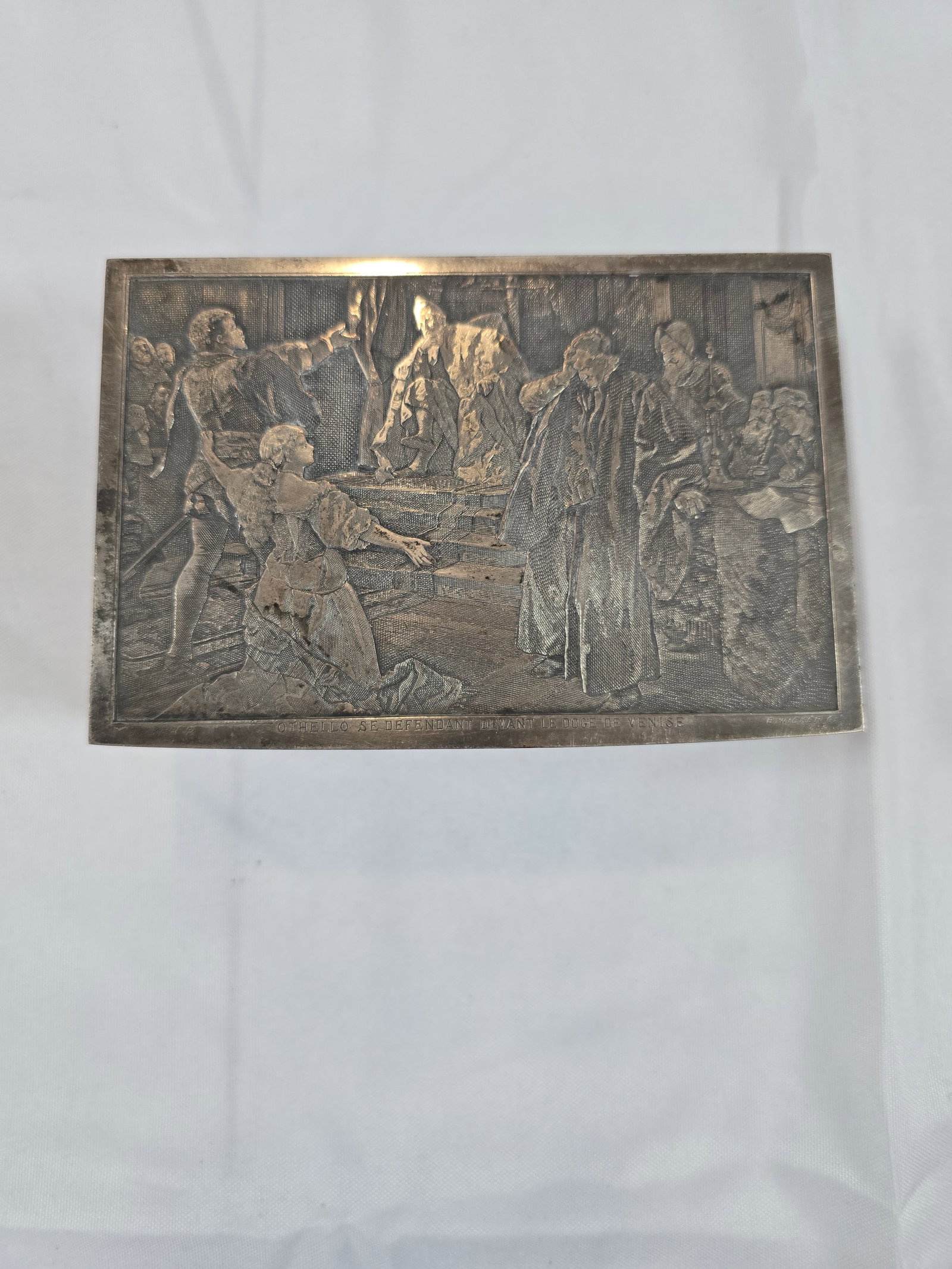 19th Century German Silvered Metal Bible Casket / Jewelry Box with Biblical Scene - 3