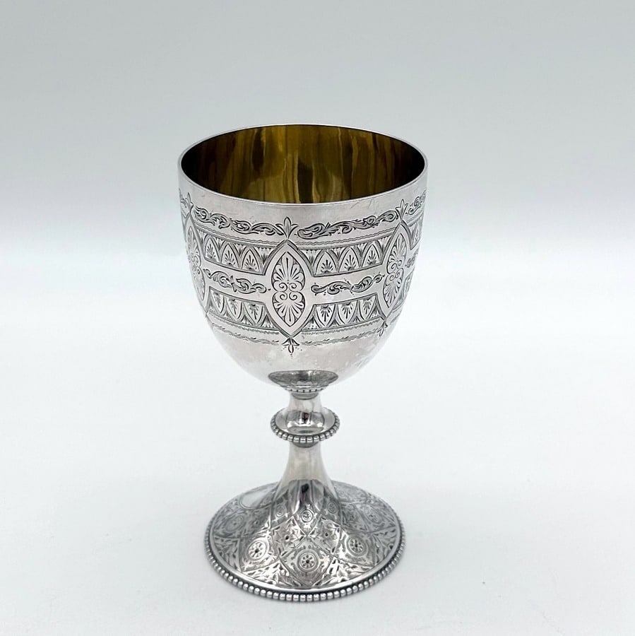 19th Century Antique Victorian Sterling Silver Goblet London 1867 Robert Harper - 3