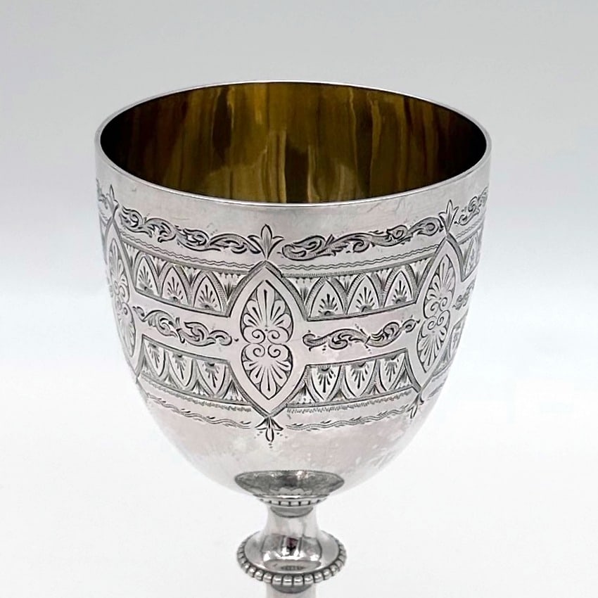19th Century Antique Victorian Sterling Silver Goblet London 1867 Robert Harper - 5
