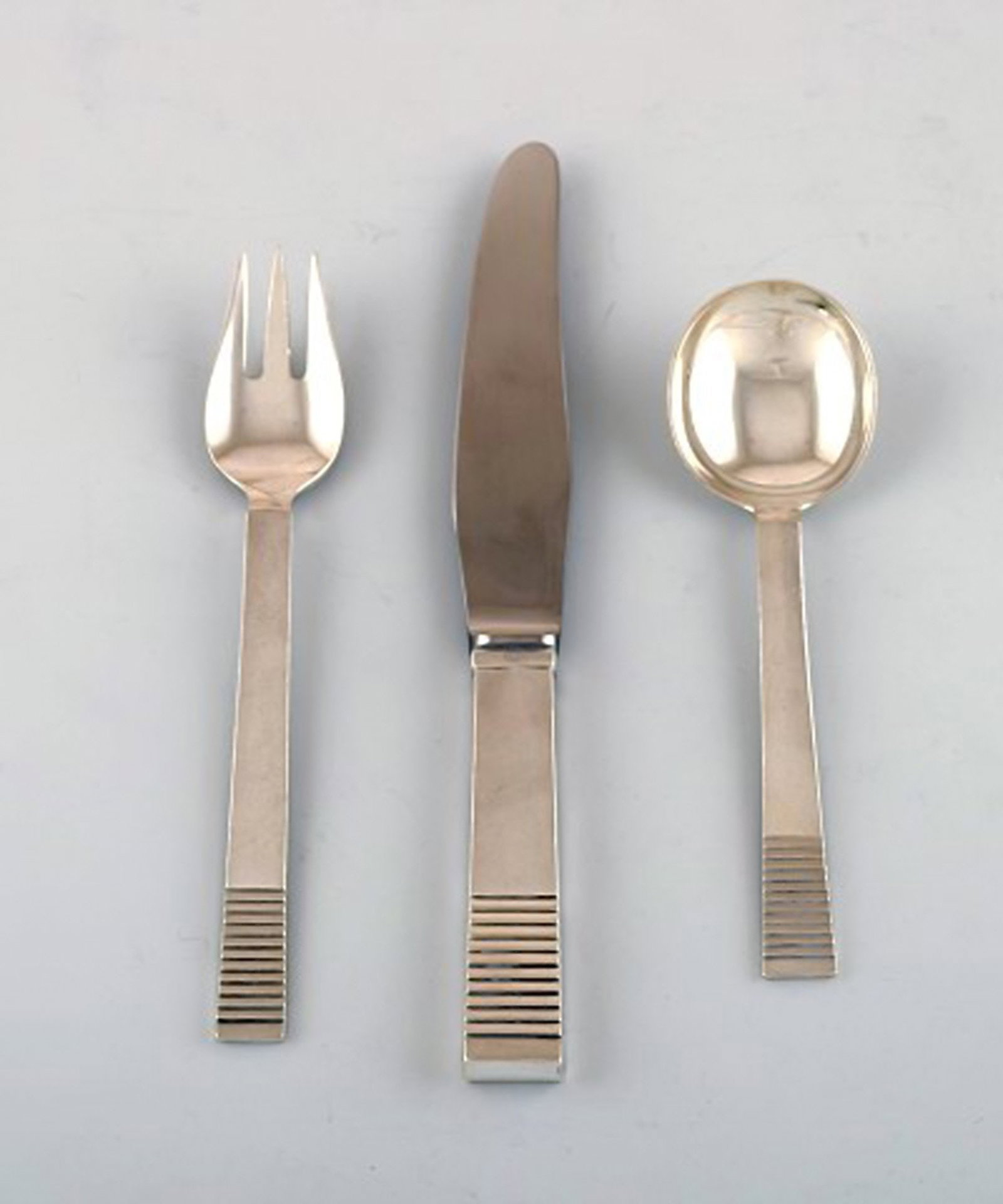Georg Jensen Parallel. Complete silver lunch service for six people. - 2