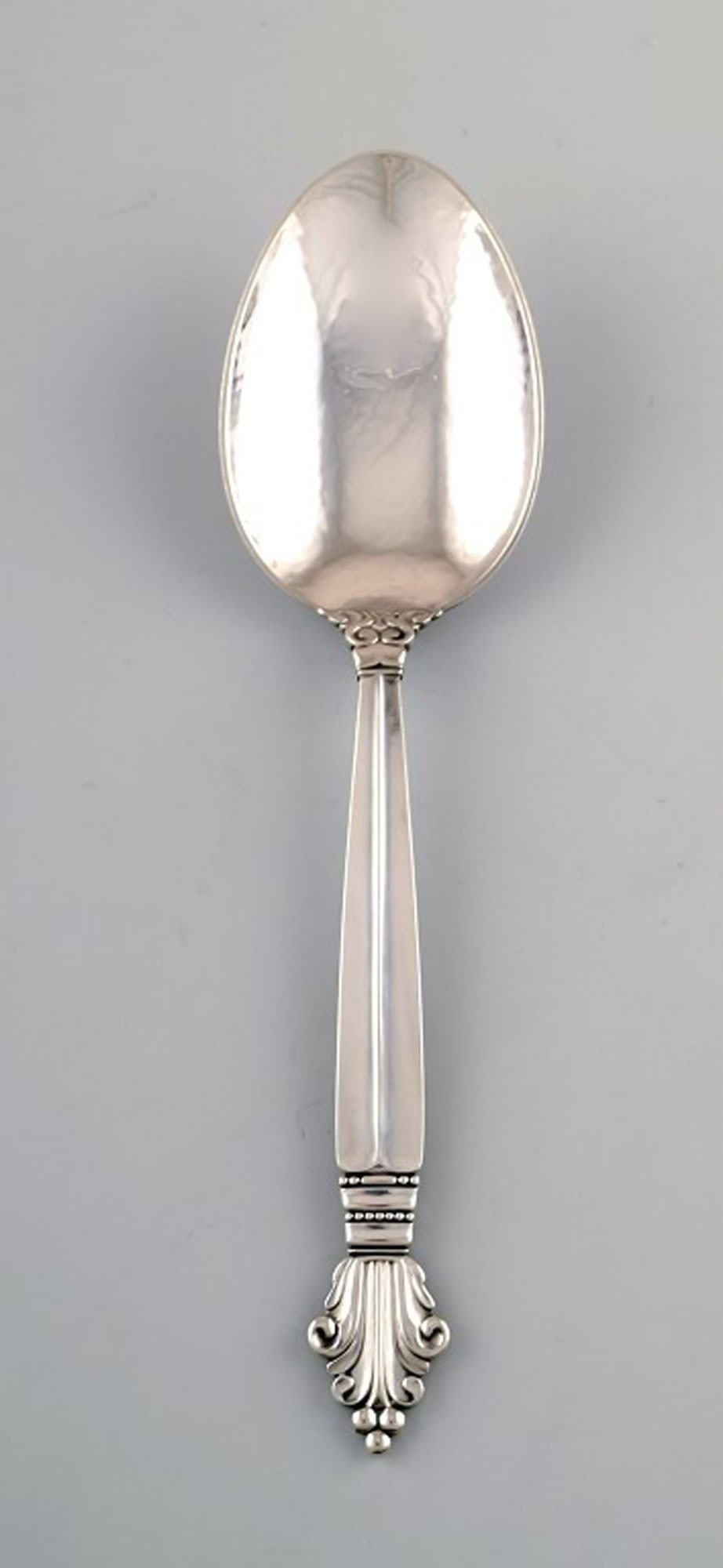 Georg Jensen serving spoon in full sterling silver, silverware, Georg Jensen Acanthus. Designed by (1 of 4)