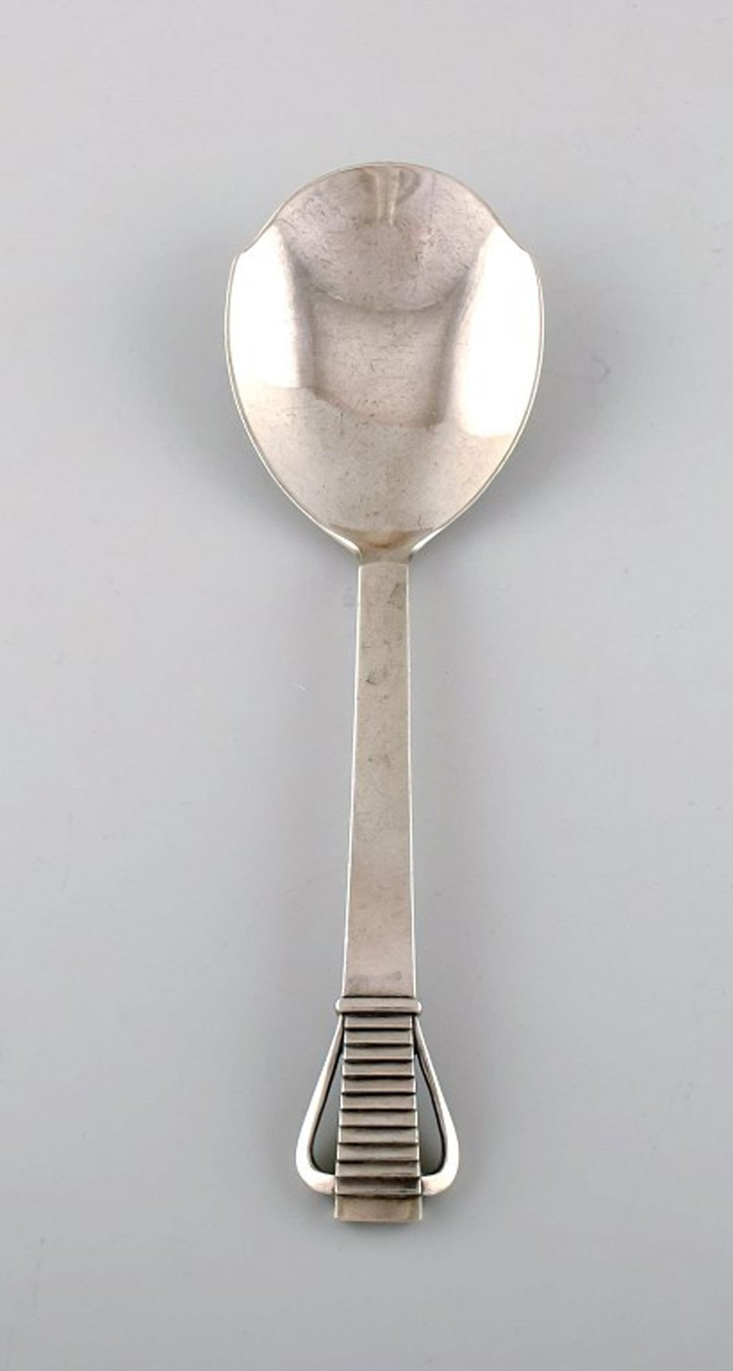 Georg Jensen Parallel. Early serving spoon in sterling silver. 1915-1930. (1 of 4)