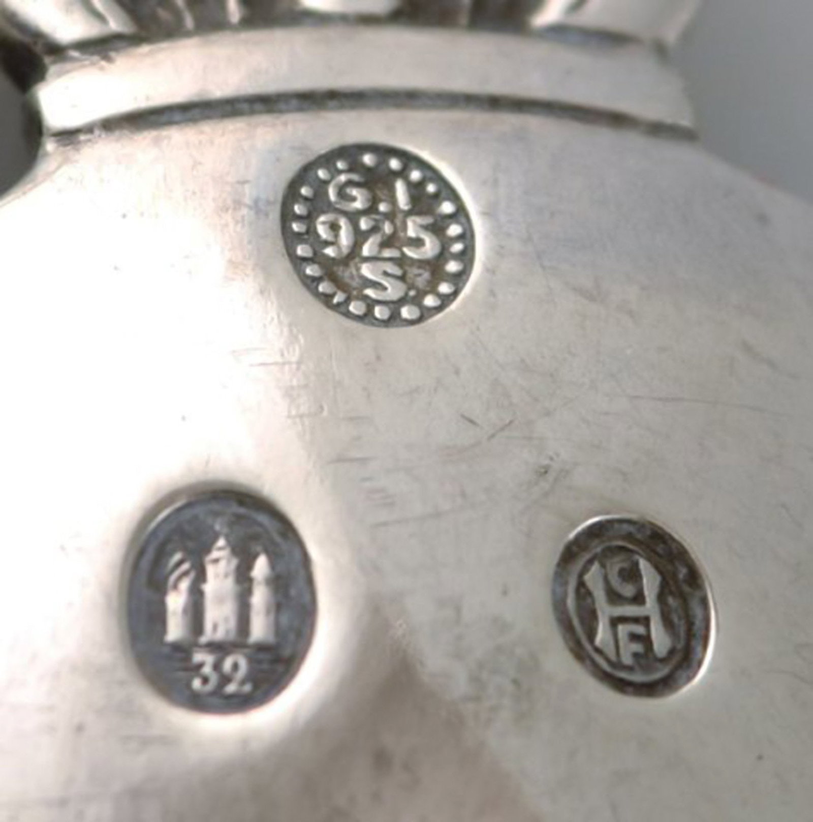 Early Georg Jensen "Cactus" serving spoon in sterling silver. Dated 1915-30. - 4