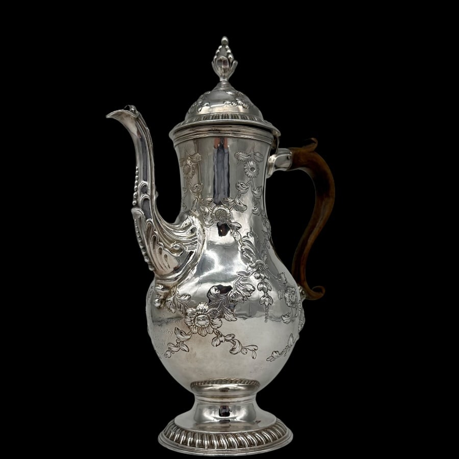18th Century Antique George III Silver Coffee Pot Sheffield 1774 Henry Tuder & Thomas Leader - 5