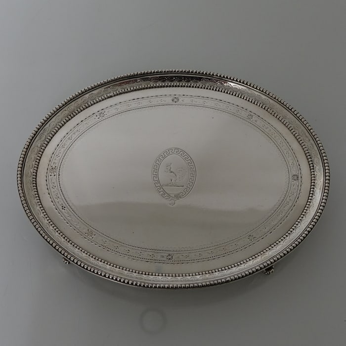 18th Century Antique Pair of George IIII Sterling Silver Salvers London 1782 John Crouch I & Thomas - 2