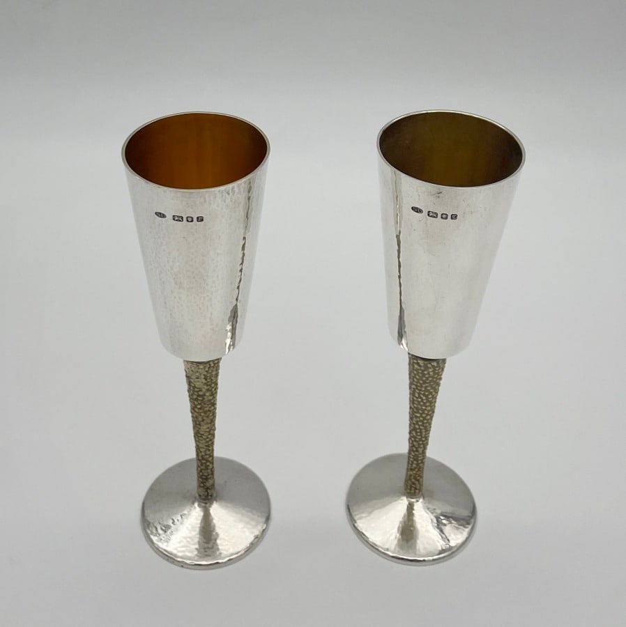 20th Century Modern Sterling Silver Set Six Champagne Flutes London 1972 Stuart Devlin - 4
