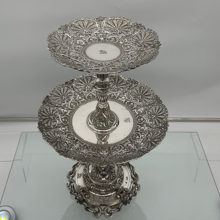 Mid 19th Century Antique Victorian Sterling Silver Suite Comports London 1862 Robert Garrard - 5