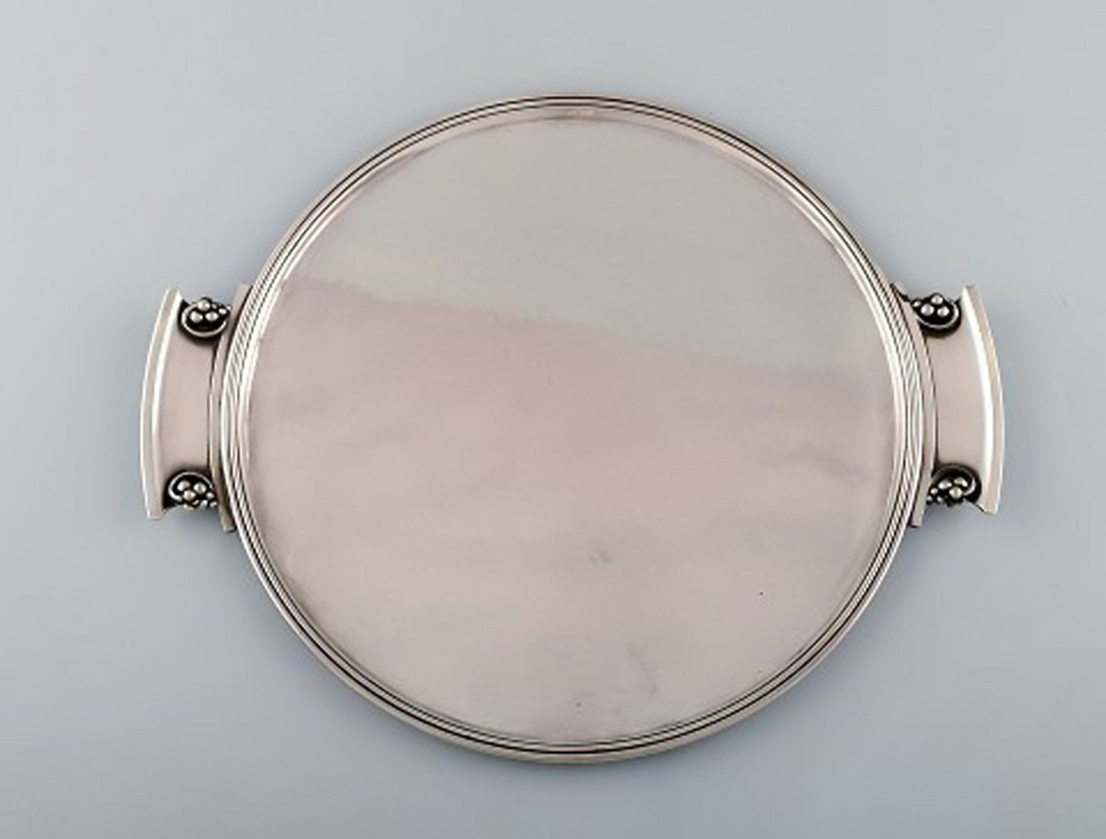 Round "Grape" tray with handles in art nouveau style. Model Number 296. - 3