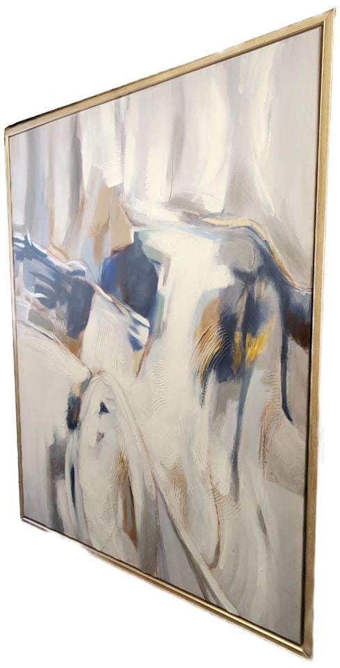 Striking vibrant modernist abstract oil painting w/ palette knife style impasto texture. - 2