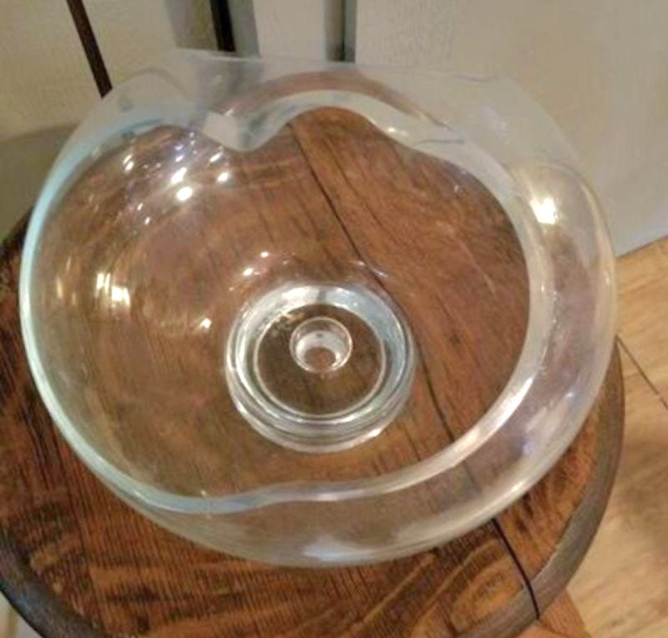 John Nickerson Rare Mid-Century Organic Deconstructed Sculptural Clear Art Glass Bowl. 10" Diameter - 2